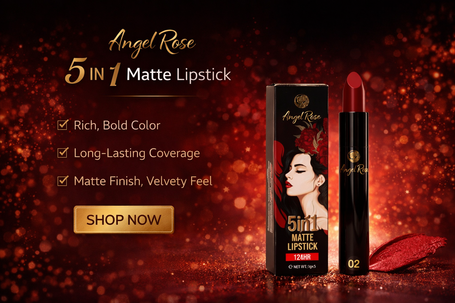 5 in 1 - MATTE LIPSTIC - ANGEL ROSE-CM-65