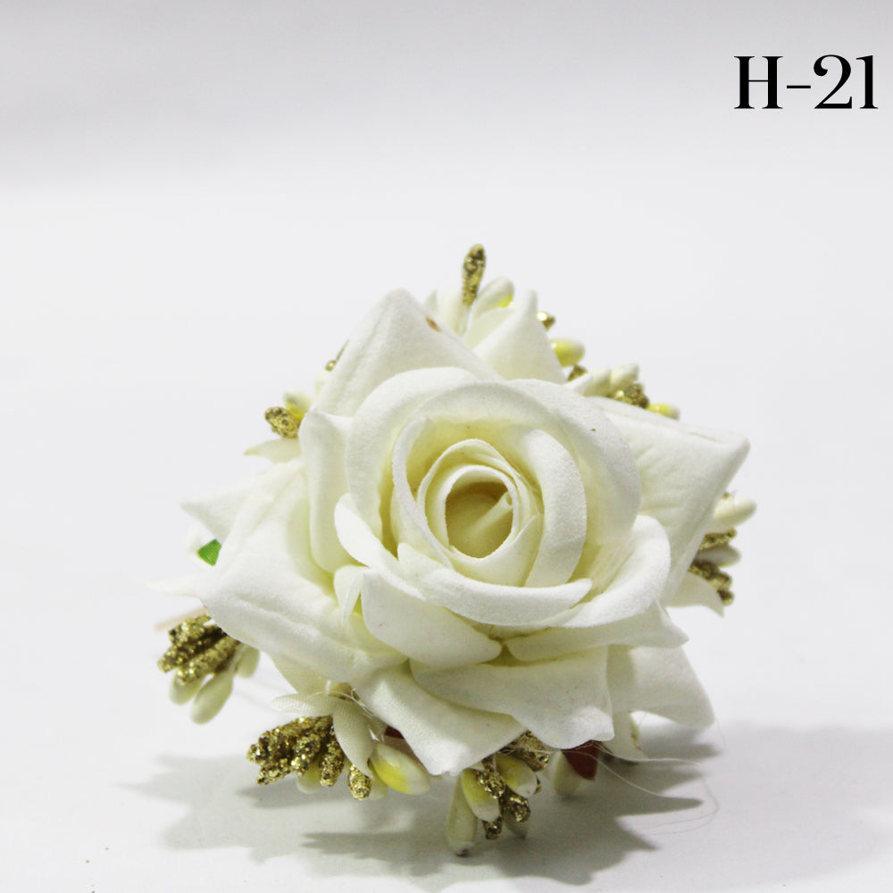 White Rose With Pin Hair Clip  H-21