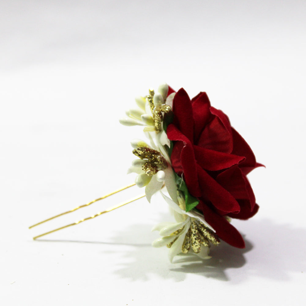 Rose With Pin Hair Clip     H-21A
