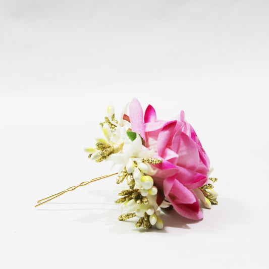 Pink Rose With Pin Hair Clip    H-20