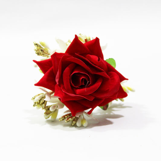 Red Rose With Pin Hair Clip  H-24