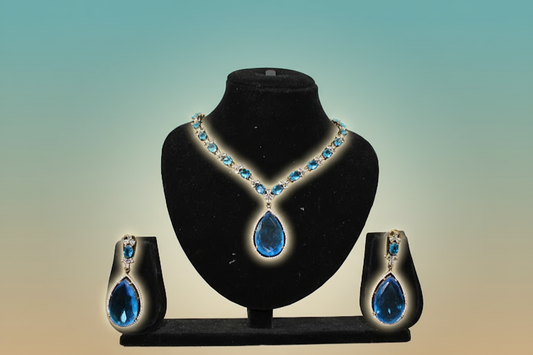 Blue Neckles with Earrings J -06